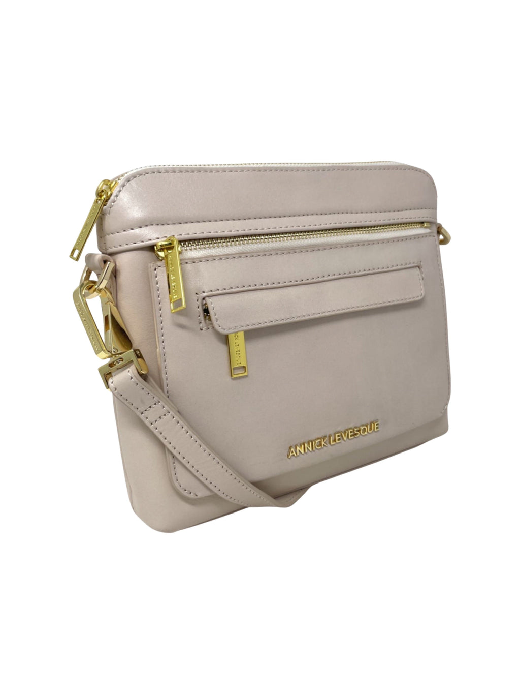 Petit sac à bandoulière en cuir rose poudre, Brigitte