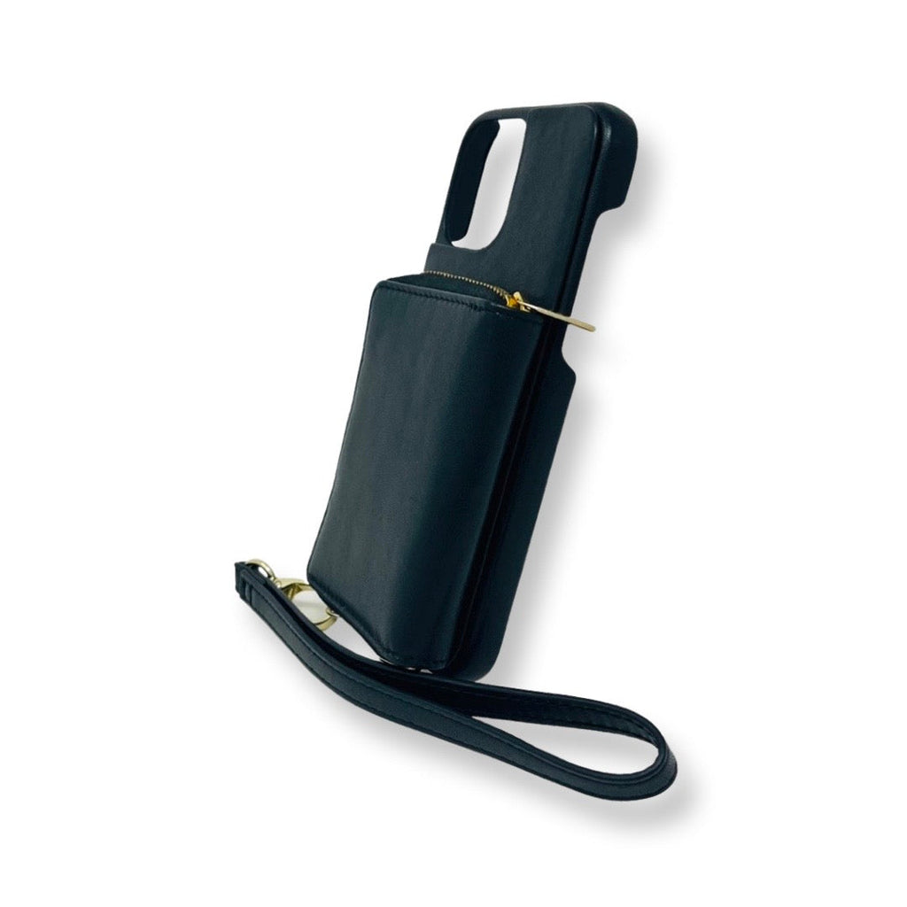 Porte-cartes en cuir Maylia, Noir