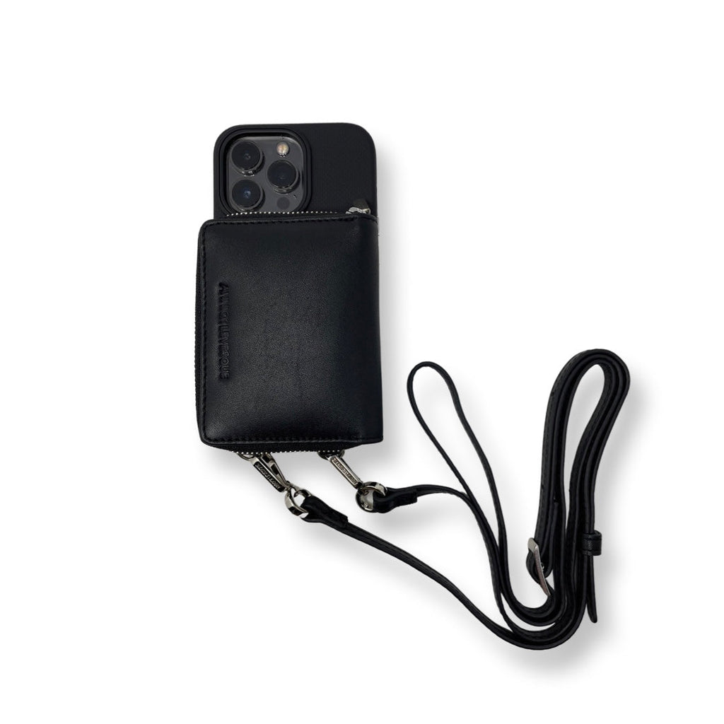 Porte-cartes en cuir Maylia, Noir