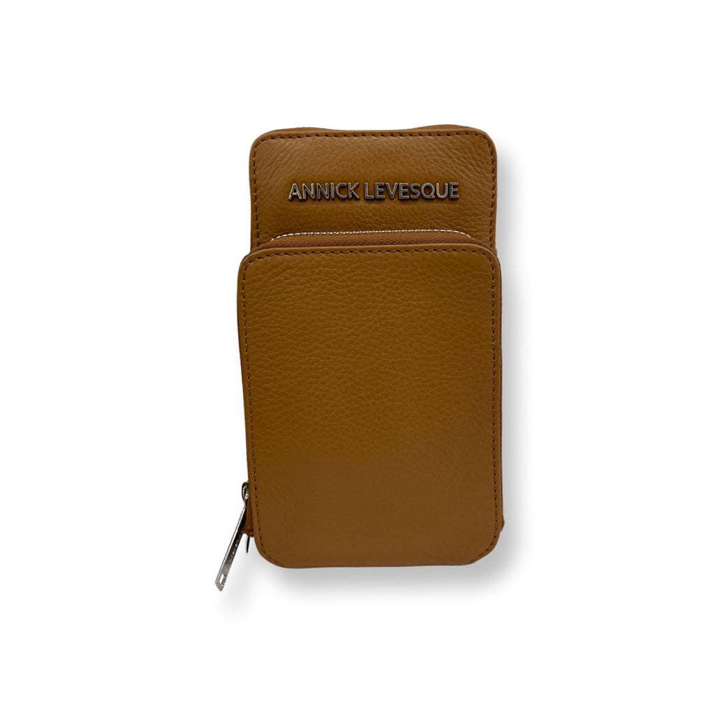 Petit sac à bandoulière en cuir tan - Marie-Josée