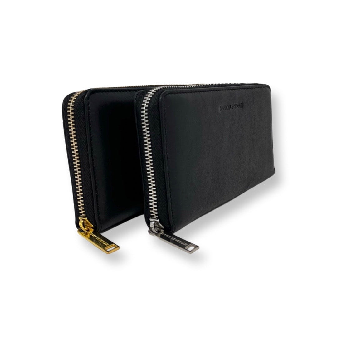 Petit portefeuille en cuir noir - Carla