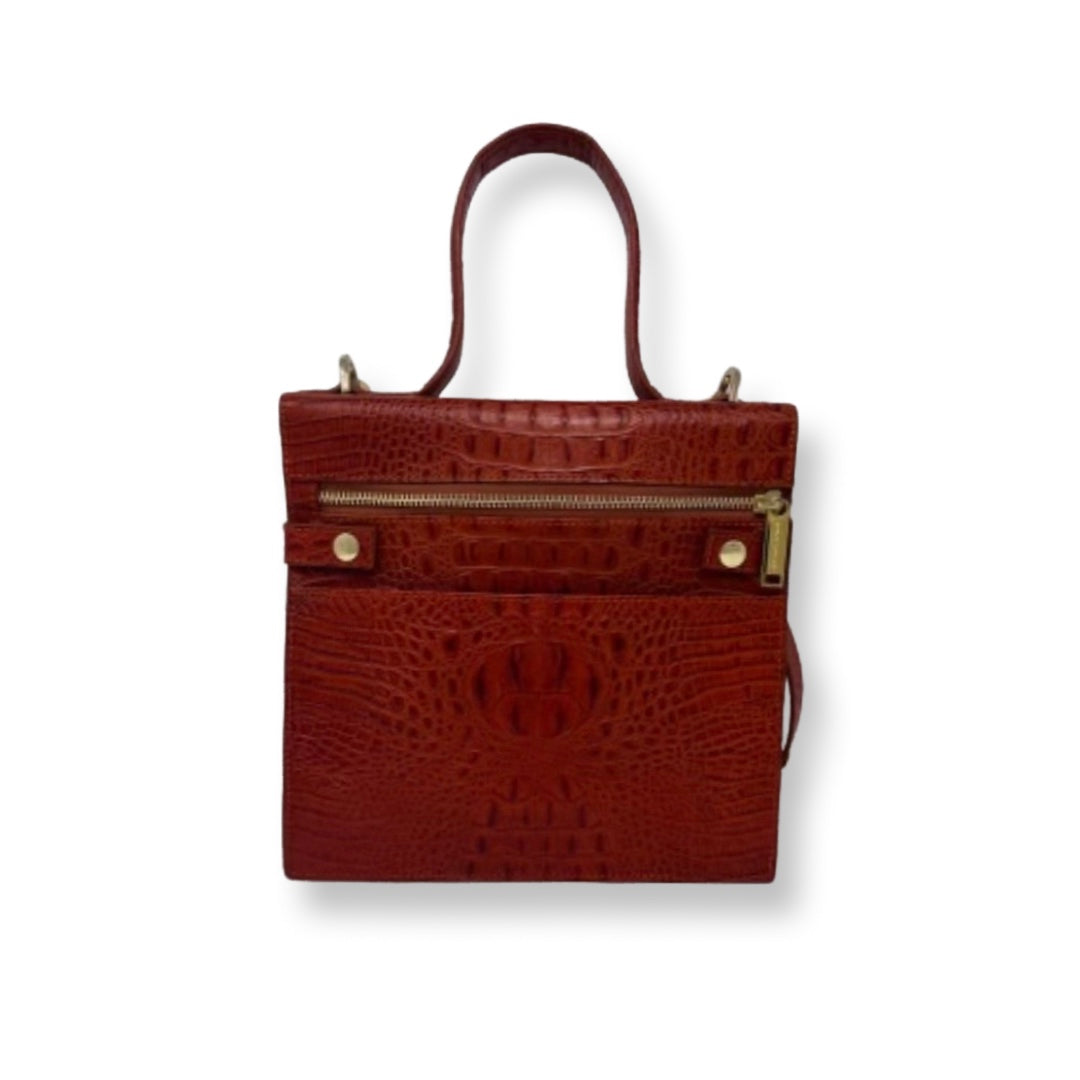 Sac à main en cuir véritable Roxanne, Rouge embossé croco