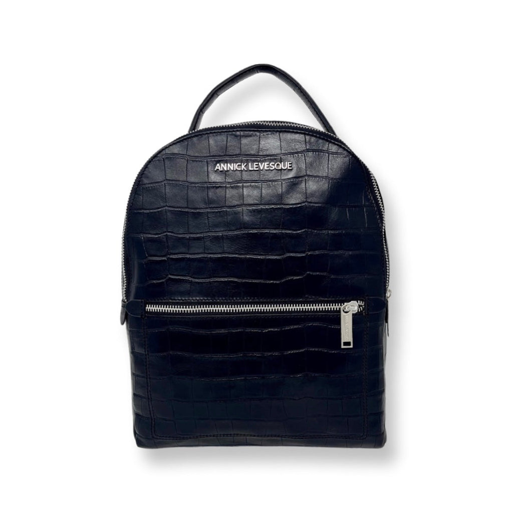 Sac à dos en Cuir Noir croco | Eve