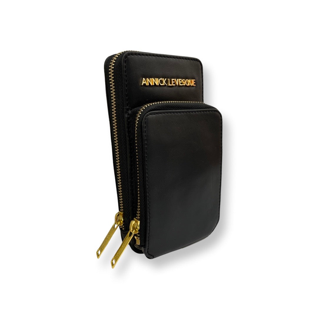 Petit Sac à Bandoulière en Cuir Véritable Noir, Marie-Josée