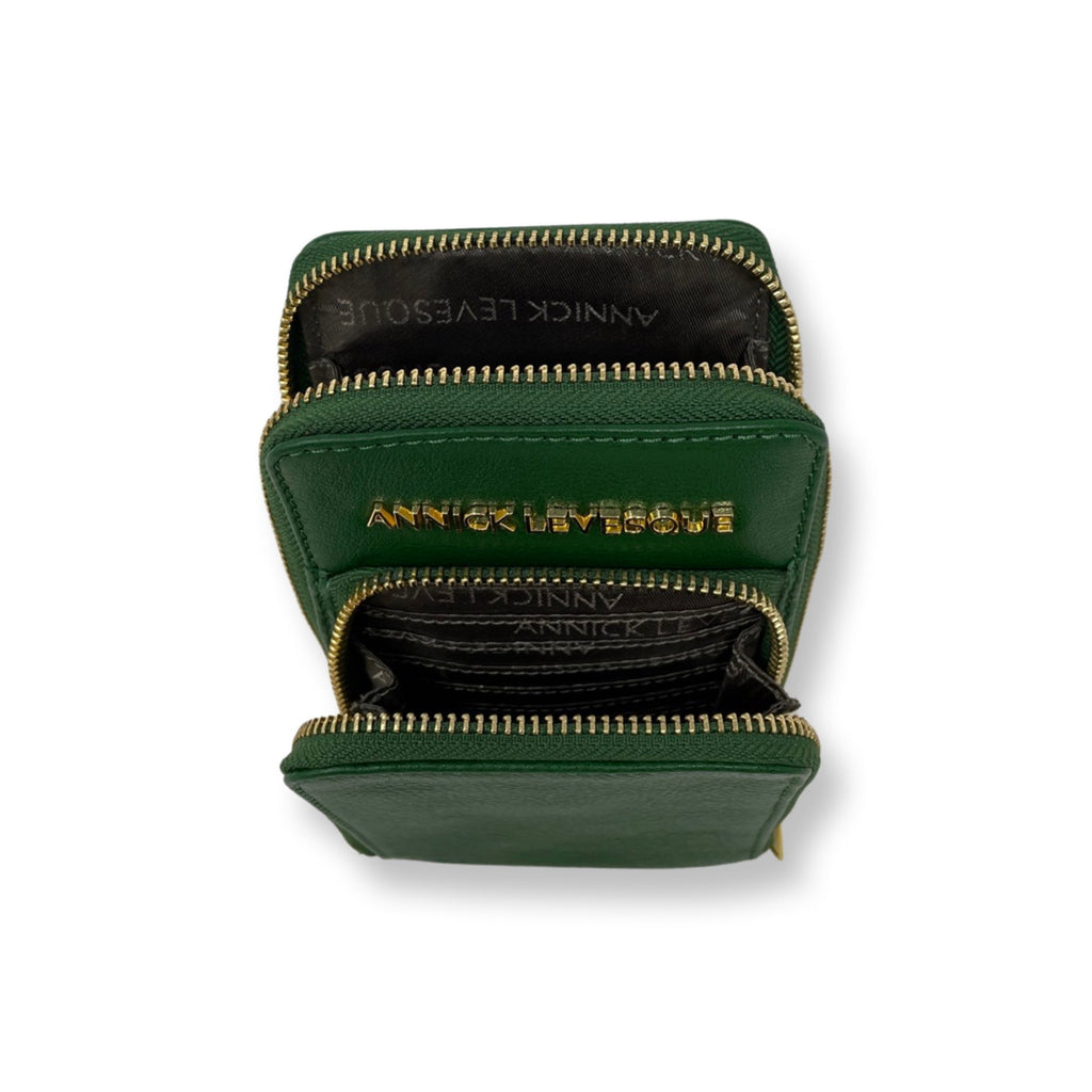 Petit Sac à bandoulière en Cuir Véritable Dark Green, Marie-Josée