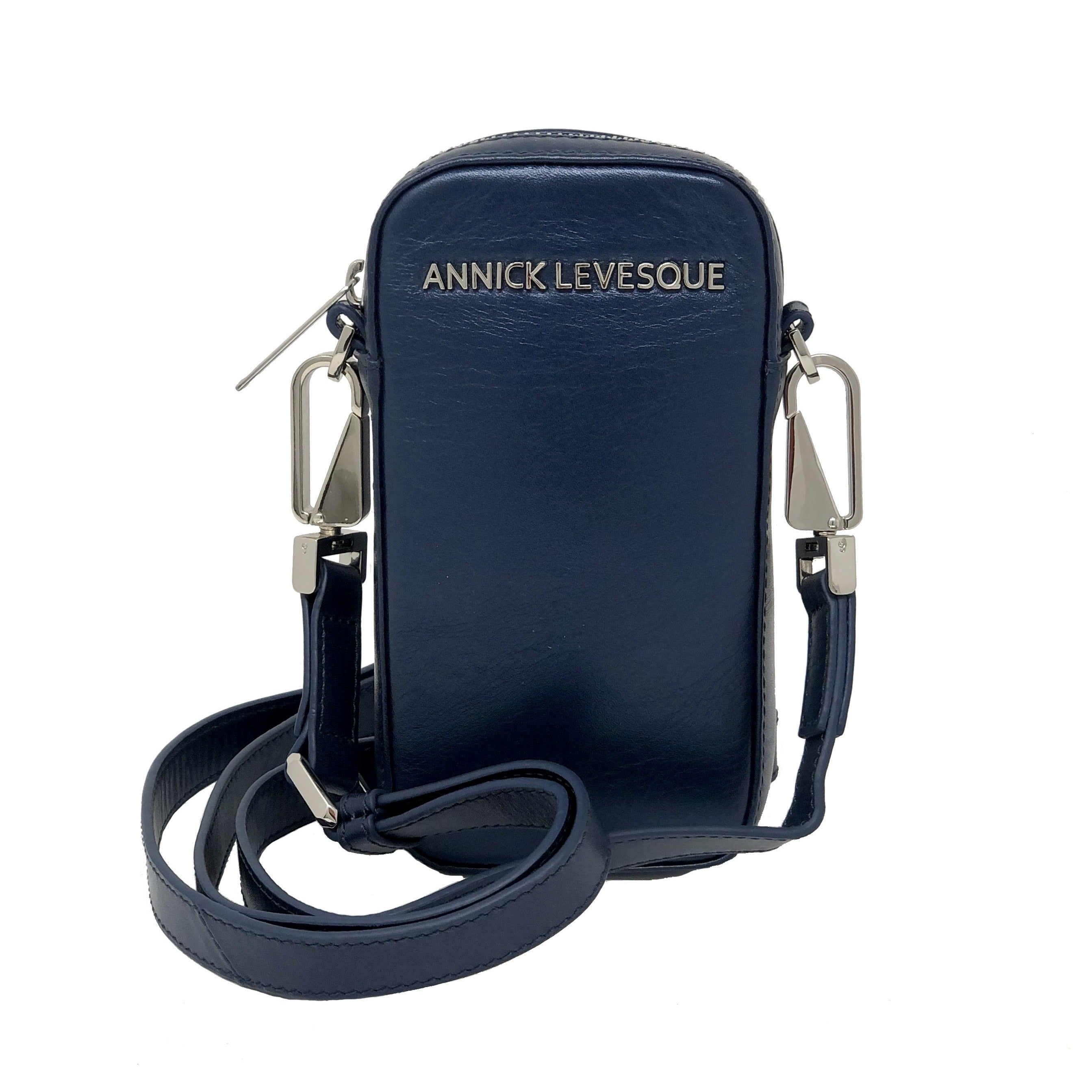Petit Sac à bandoulière en Cuir Bleu Marine | Marie-Pierre