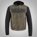 Milwaukee Leather Men's Skull Hoodie Leather Vest | 2-in-1 Moto Vest