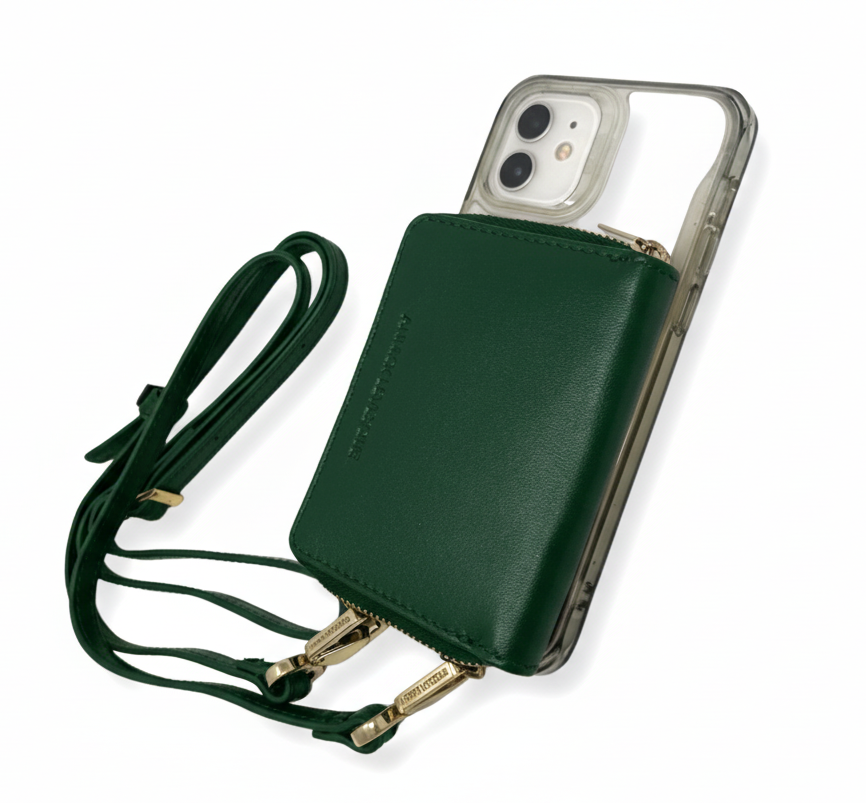Porte-cartes en cuir Maylia, Dark Green