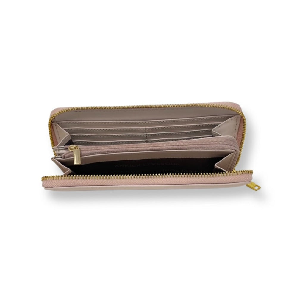 Portefeuille en cuir véritable Rose Blush, Carla