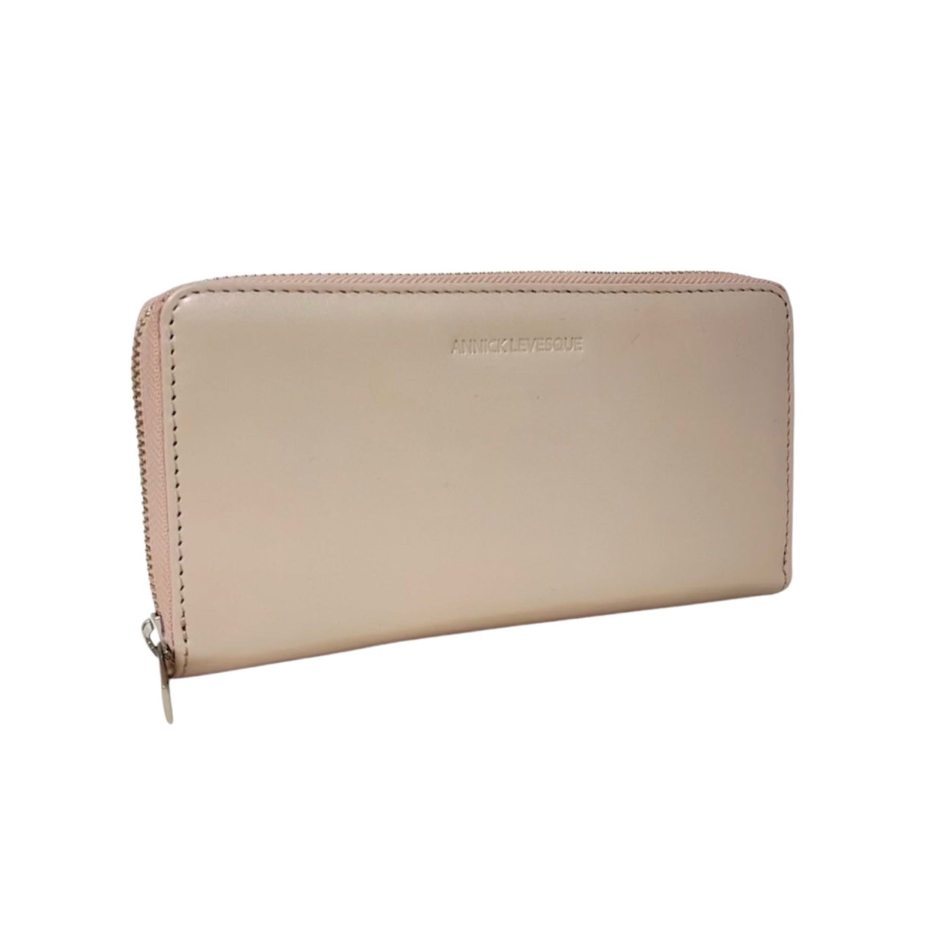 Portefeuille en cuir véritable Rose Blush, Carla