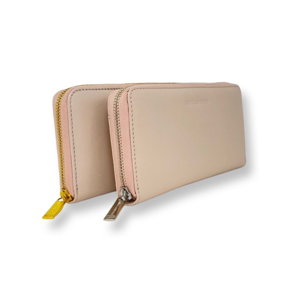 Portefeuille en cuir véritable Rose Blush, Carla