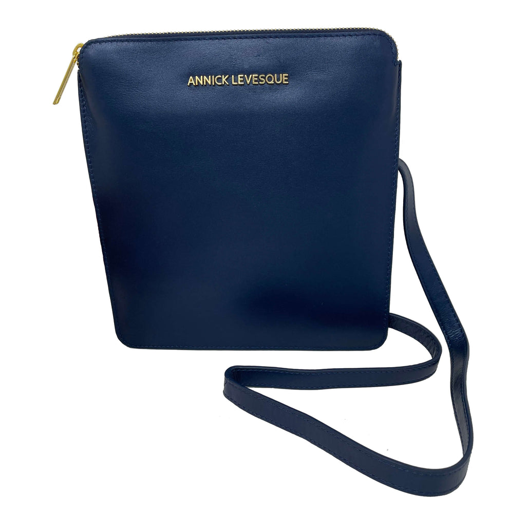 Petit Sac Bandoulière en Cuir véritable Stella, Marine