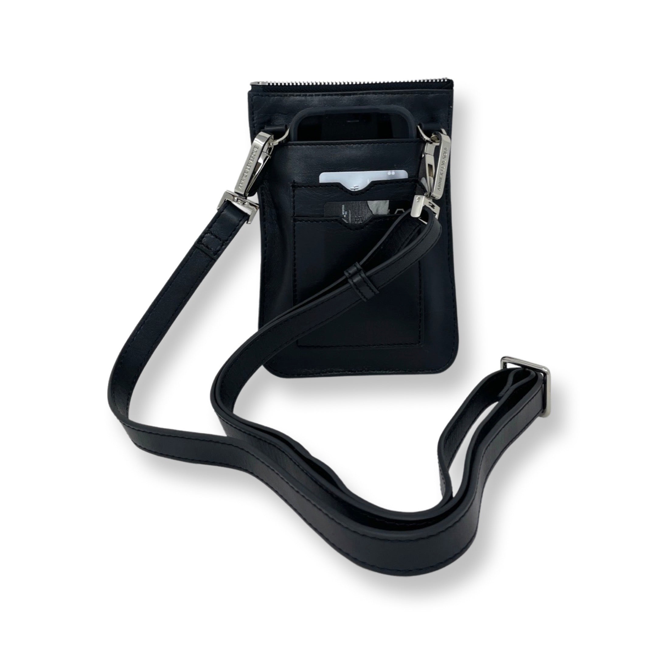 Sac à main en Cuir Noir, 2-en-1, Isabelle