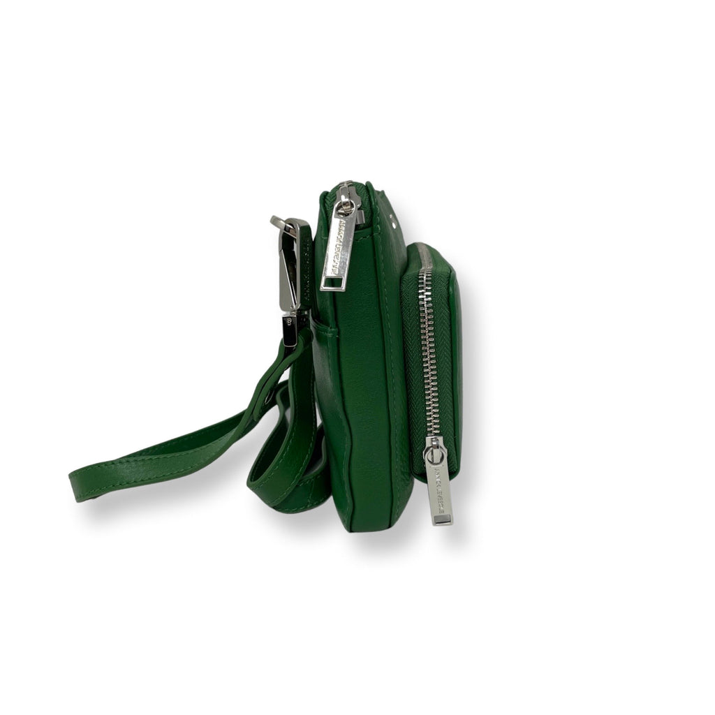 Petit sac bandoulière portefeuille cuir vert - Carmen