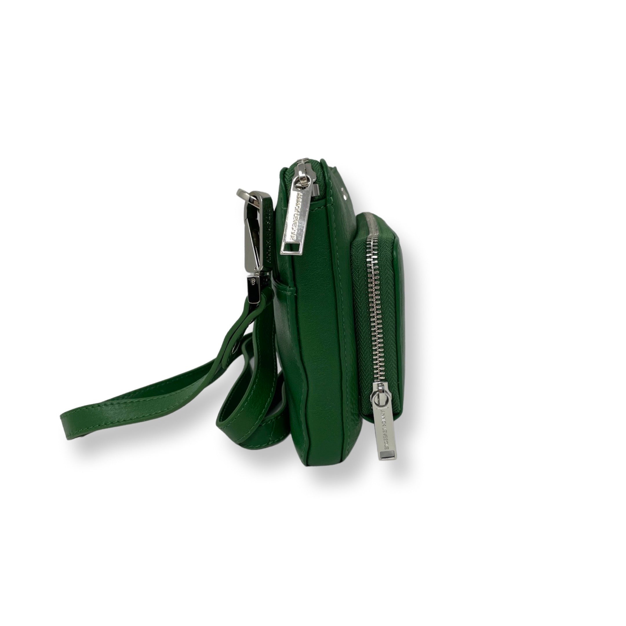 Petit sac bandoulière portefeuille cuir vert - Carmen
