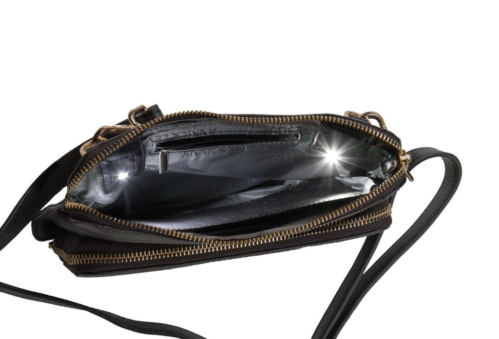 Petit sac à Bandoulière Portefeuille en Cuir Véritable noir, Carmen - PRÉCOMMANDE