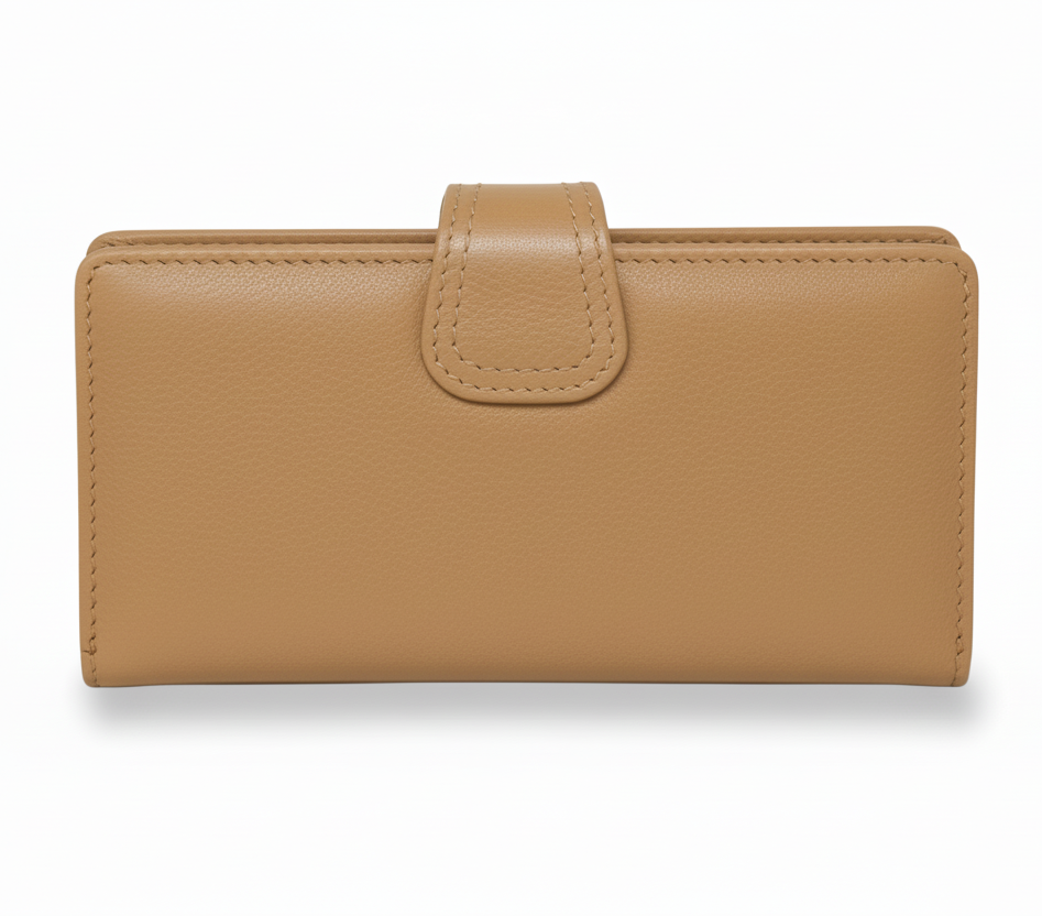 Petit Portefeuille en cuir véritable Tan, Denise