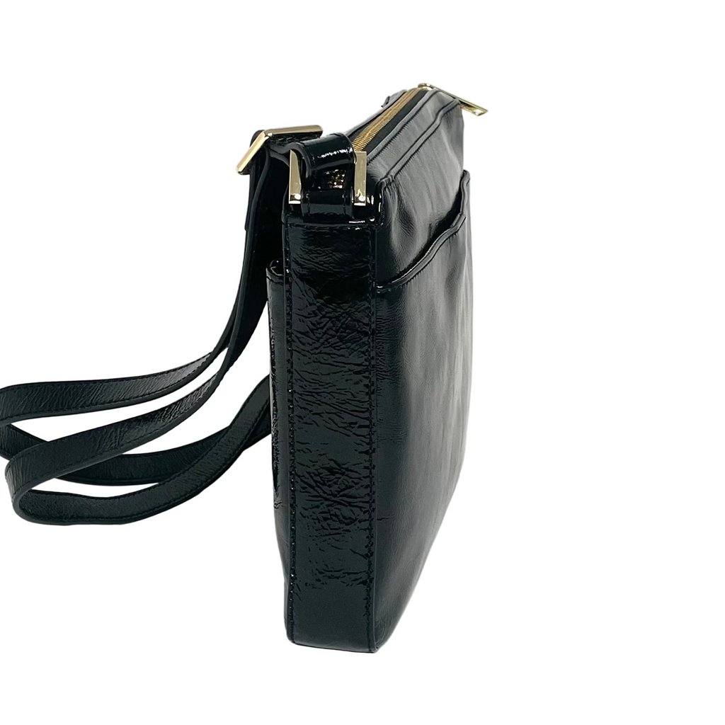 Sac à bandoulière noir patin souple | Gisele petit