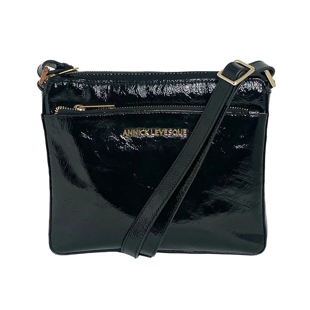 Sac à bandoulière noir patin souple | Gisele petit