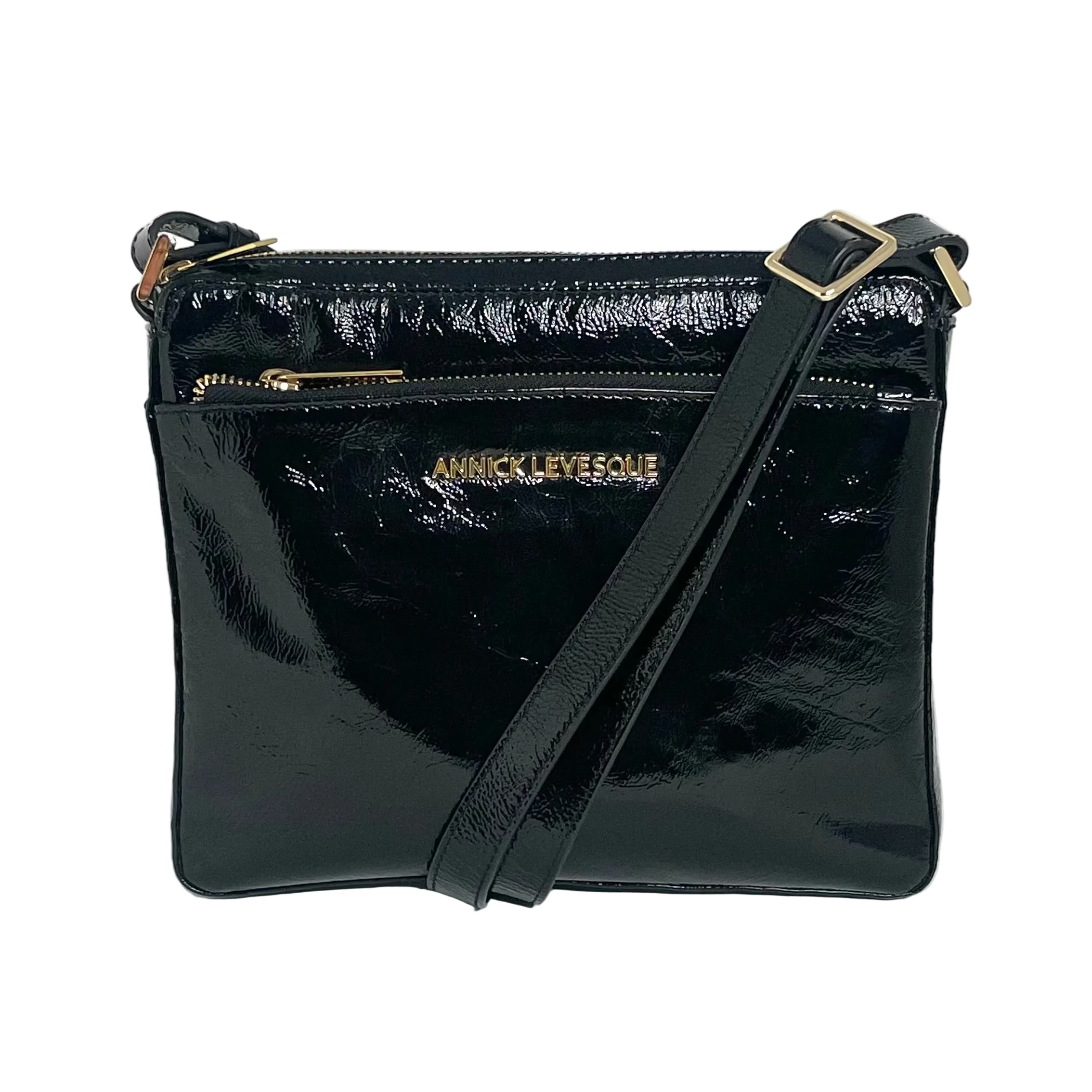 Sac à bandoulière noir patin souple | Gisele petit
