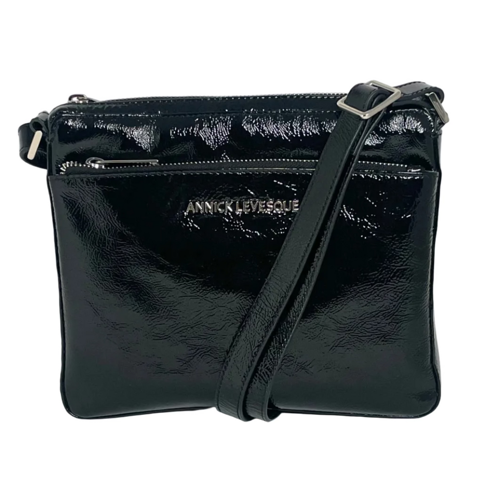 Sac à bandoulière noir patin souple | Gisele petit