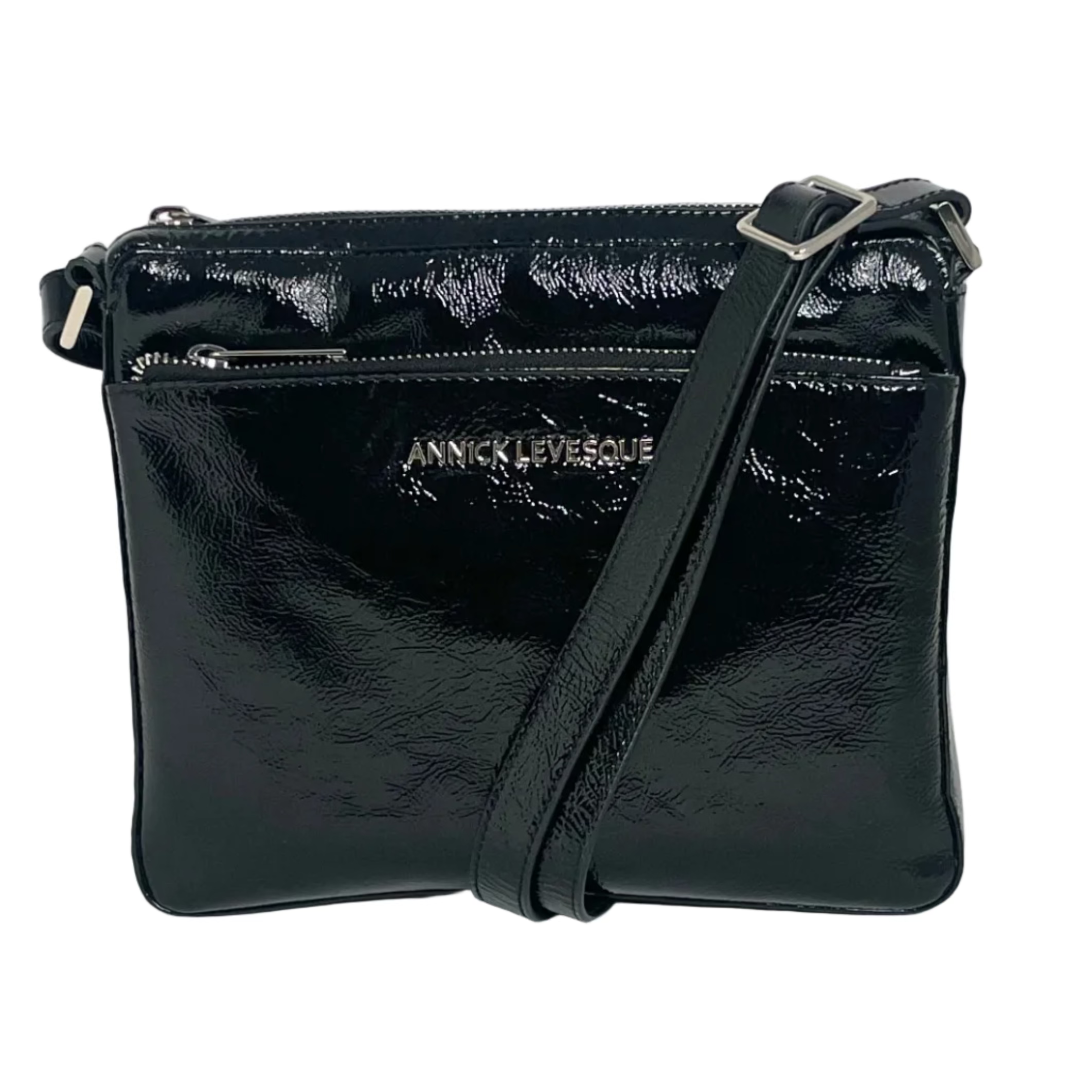 Sac à bandoulière noir patin souple | Gisele petit