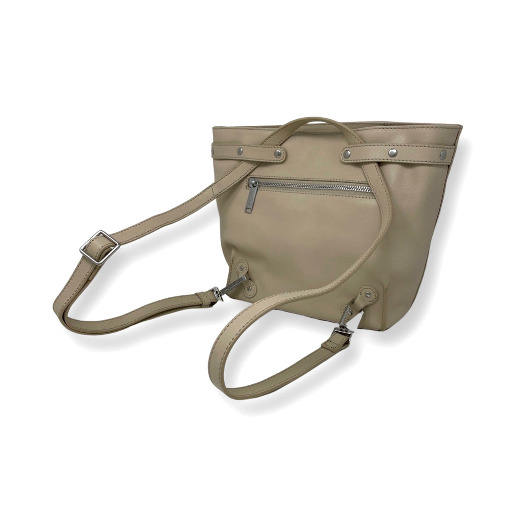Sac Transformable en Cuir Véritable Beige, Kelly