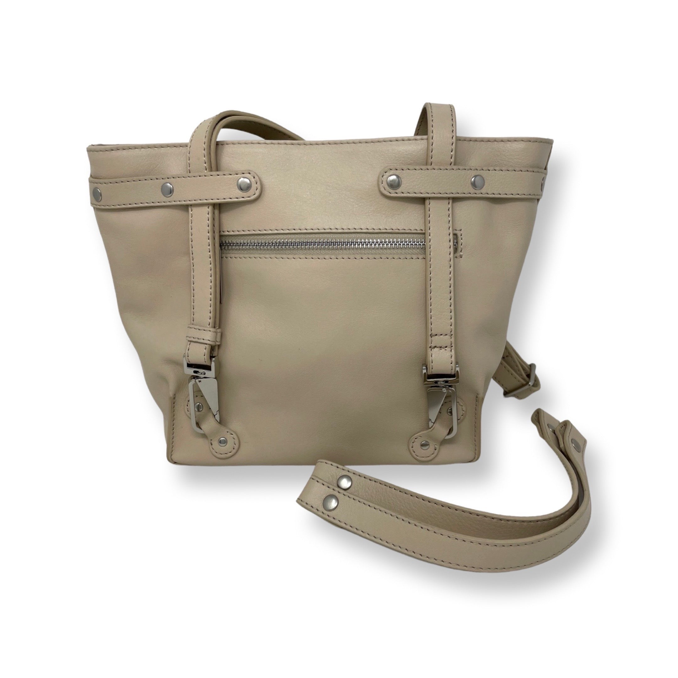 Sac Transformable en Cuir Véritable Beige, Kelly