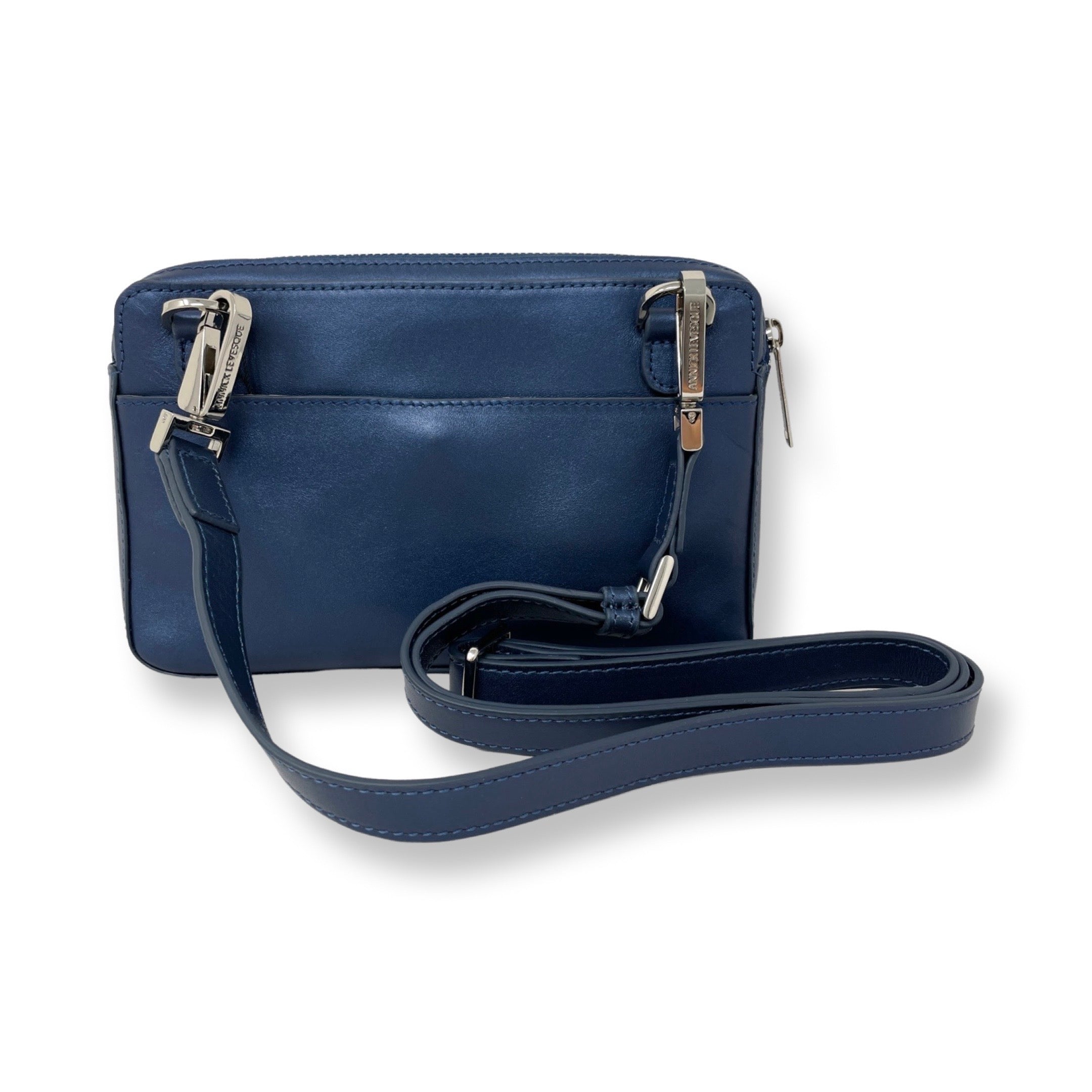 Petit sac bandoulière en Cuir Bleu Marine, Annie