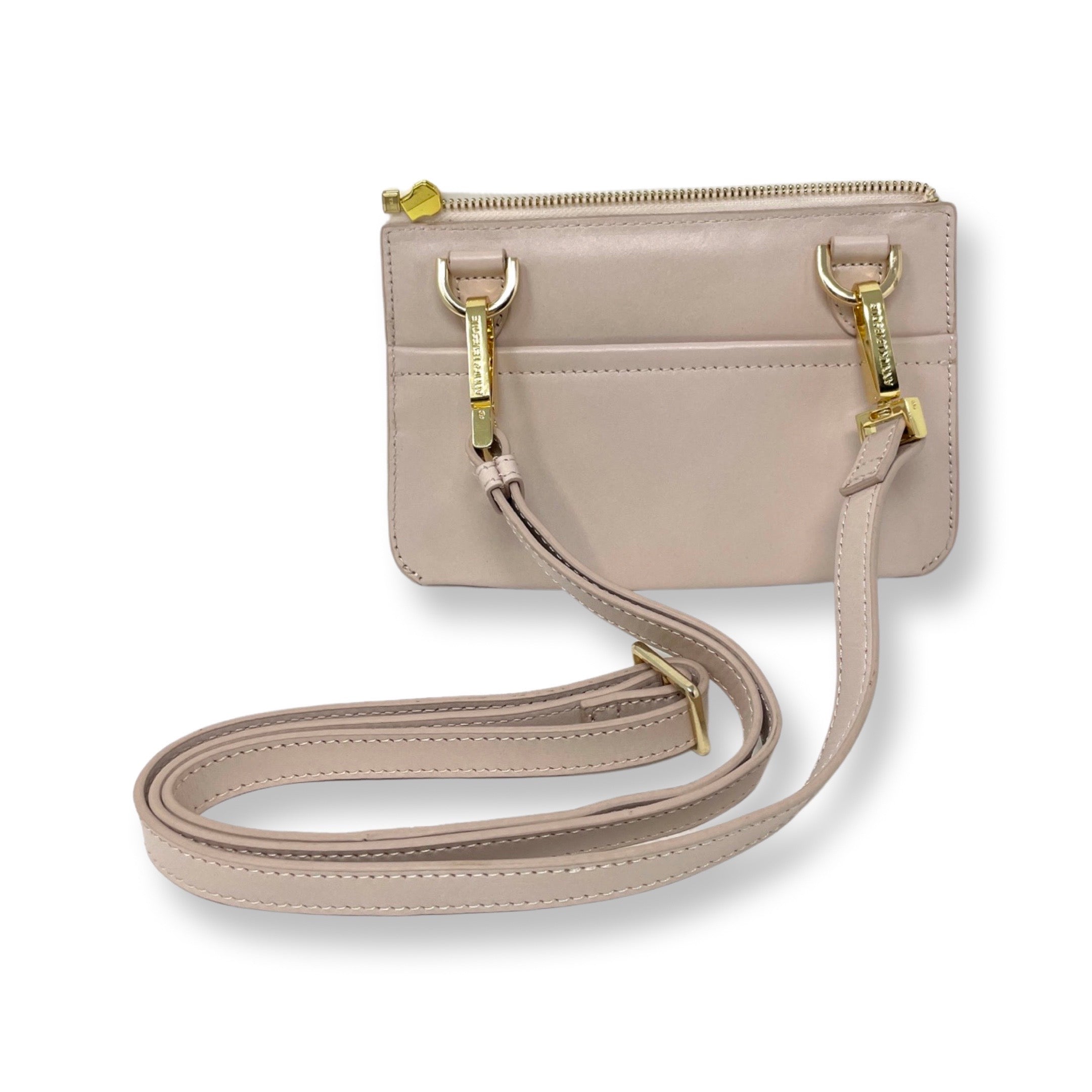 Petit sac à bandoulière en cuir rose poudre, Brigitte
