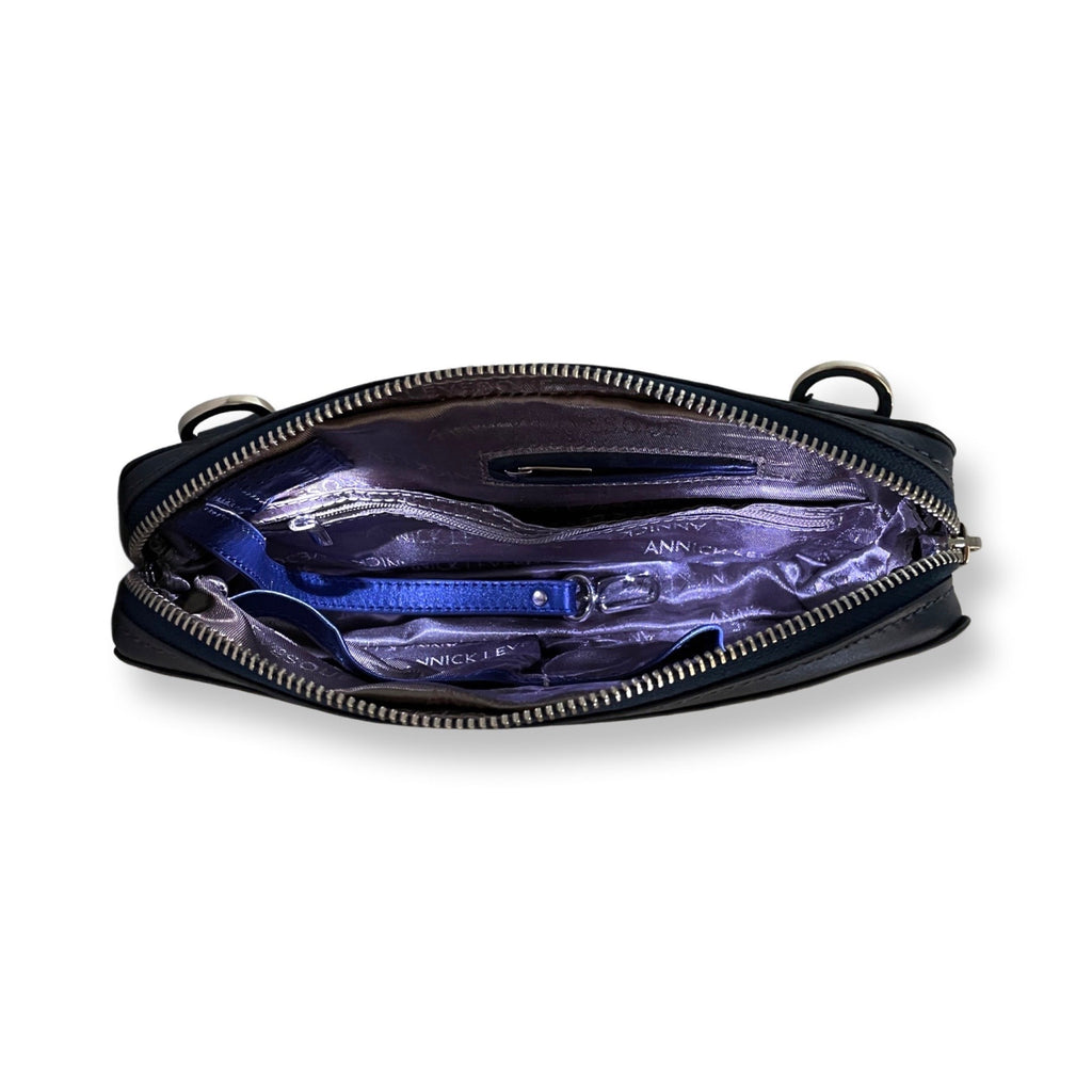 Petit sac bandoulière en Cuir Bleu Marine, Annie