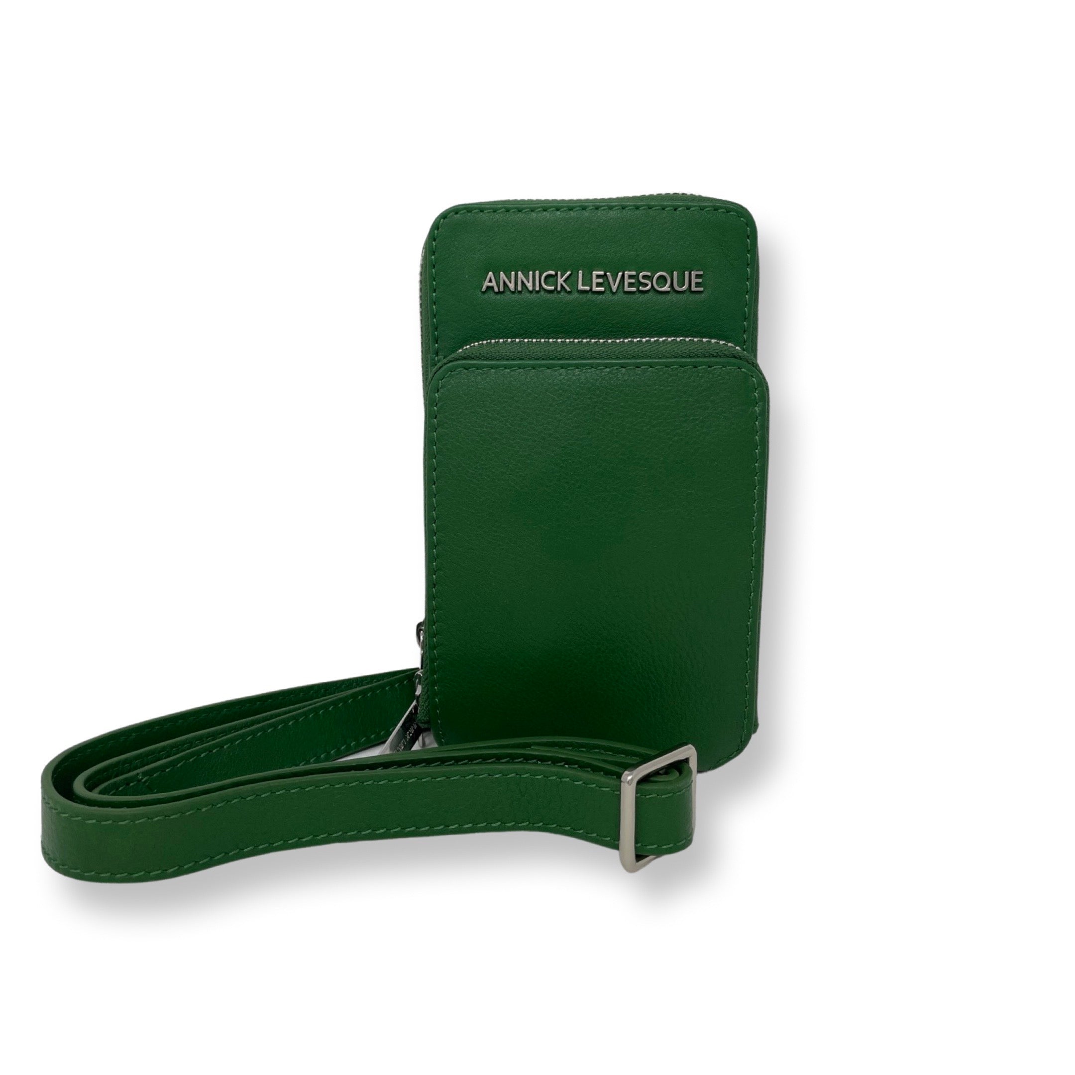Petit Sac à bandoulière en Cuir Véritable Dark Green, Marie-Josée