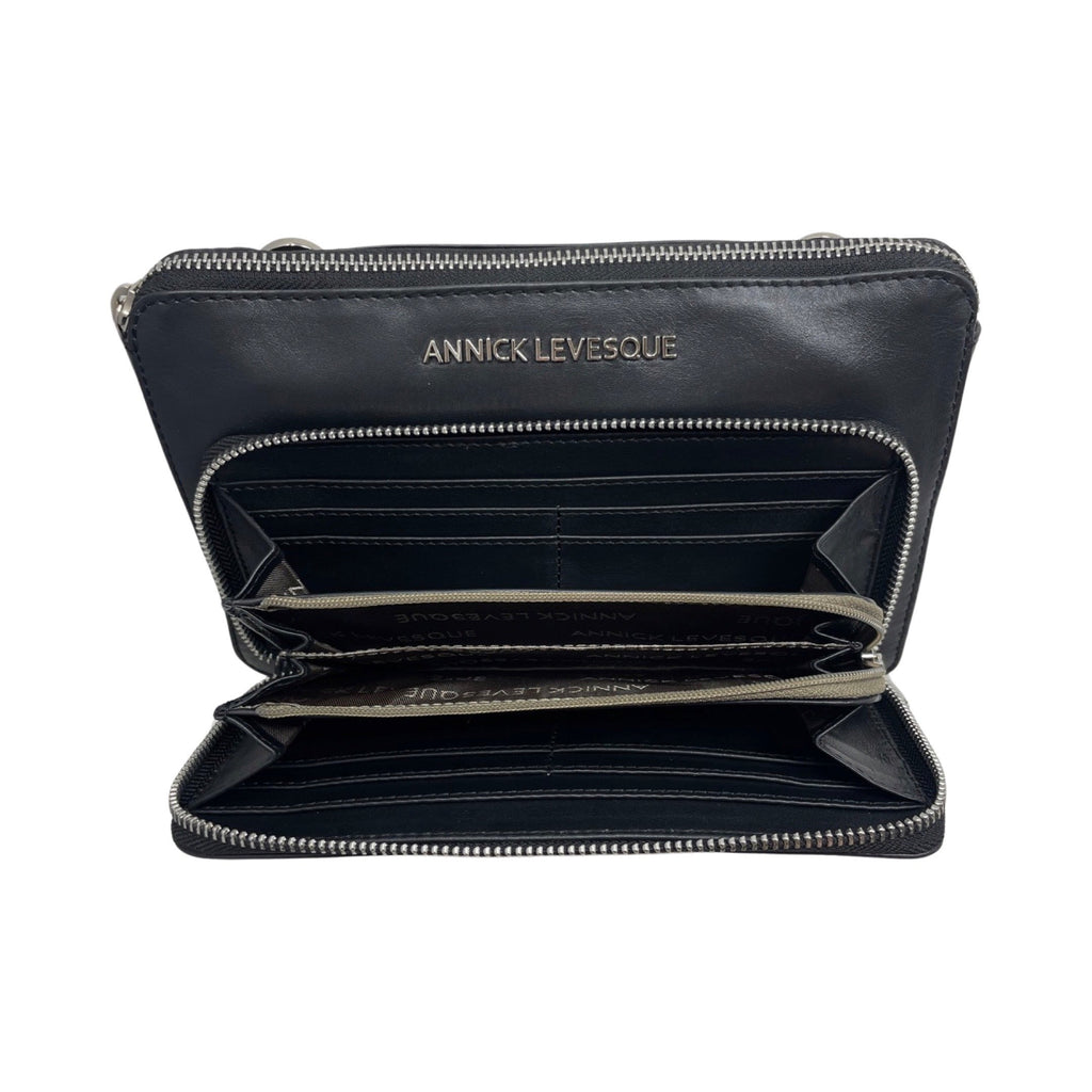 Petit sac à Bandoulière Portefeuille en Cuir Véritable noir, Carmen - PRÉCOMMANDE