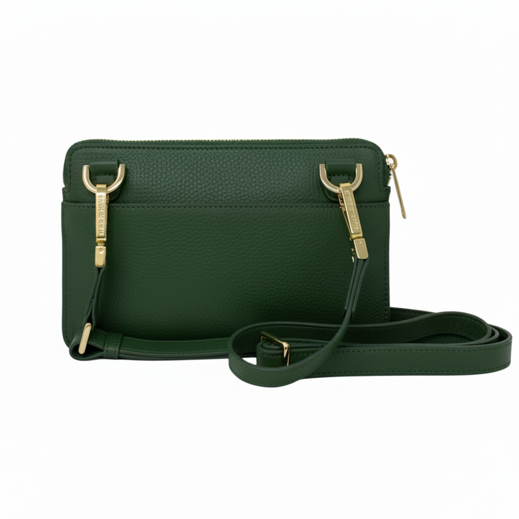 Petit Sac bandoulière en Cuir Véritable Vert - Anita