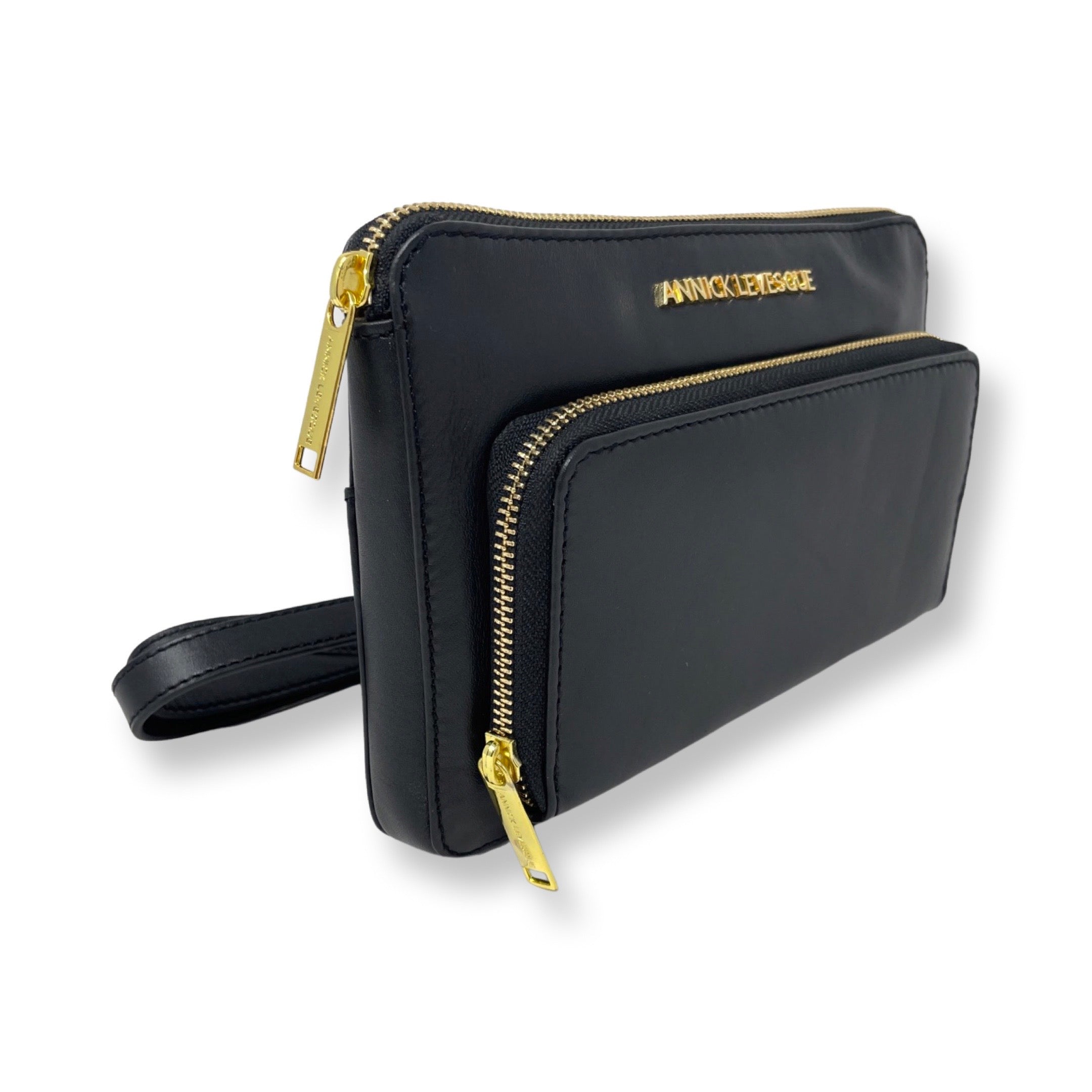 Petit sac à Bandoulière Portefeuille en Cuir Véritable noir, Carmen - PRÉCOMMANDE