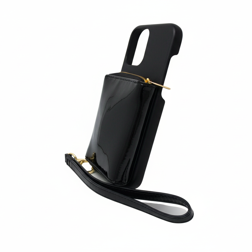 Porte-cartes en cuir Maylia, Noir Vernis BPS