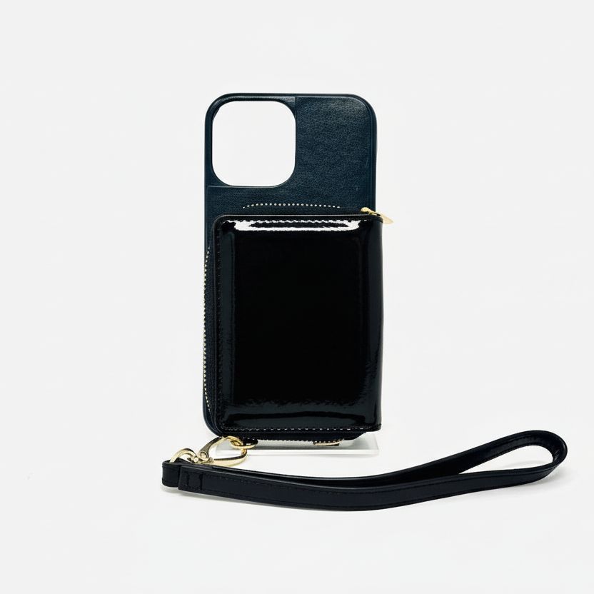 Porte-cartes en cuir Maylia, Noir Vernis BPS