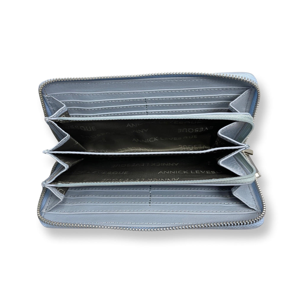 Portefeuille en cuir bleu poudre - Carla