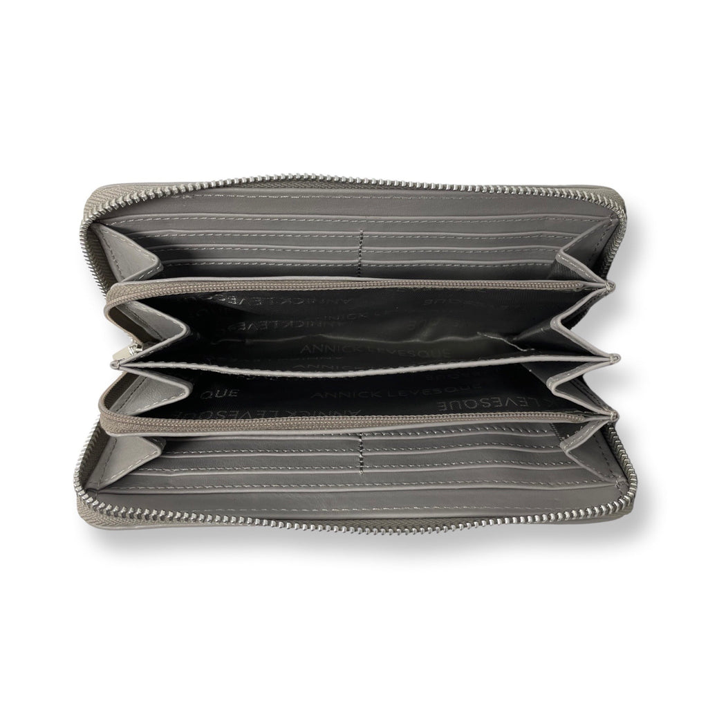 Petit Portefeuille en cuir véritable Gris, Carla