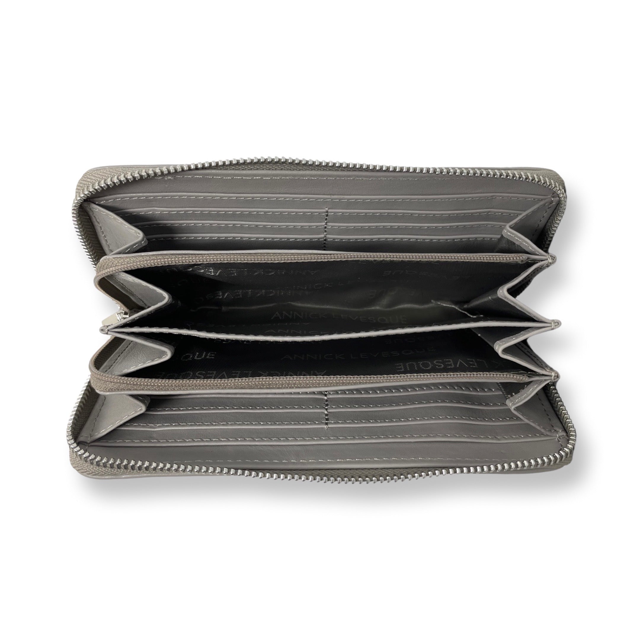 Petit Portefeuille en cuir véritable Gris, Carla