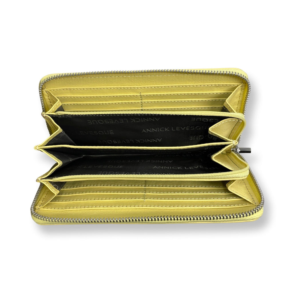Portefeuille en cuir véritable Jaune, Carla