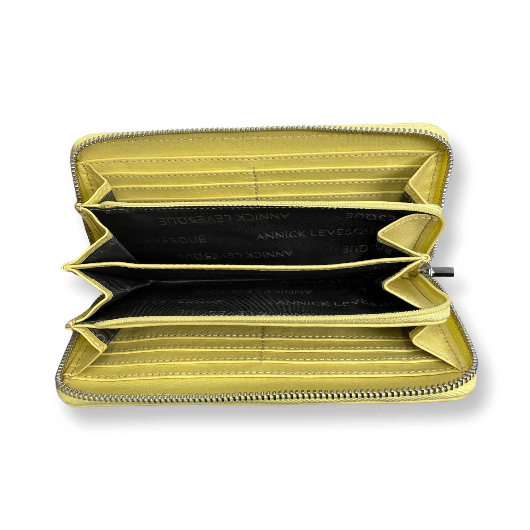 Portefeuille en cuir véritable Jaune, Carla