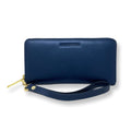 Portefeuille en cuir véritable Bleu Marine, Carla