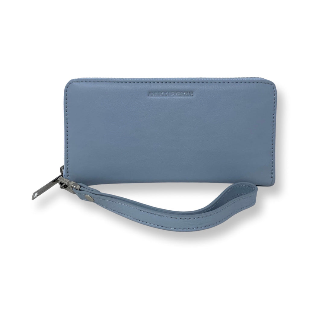 Portefeuille en cuir bleu poudre - Carla