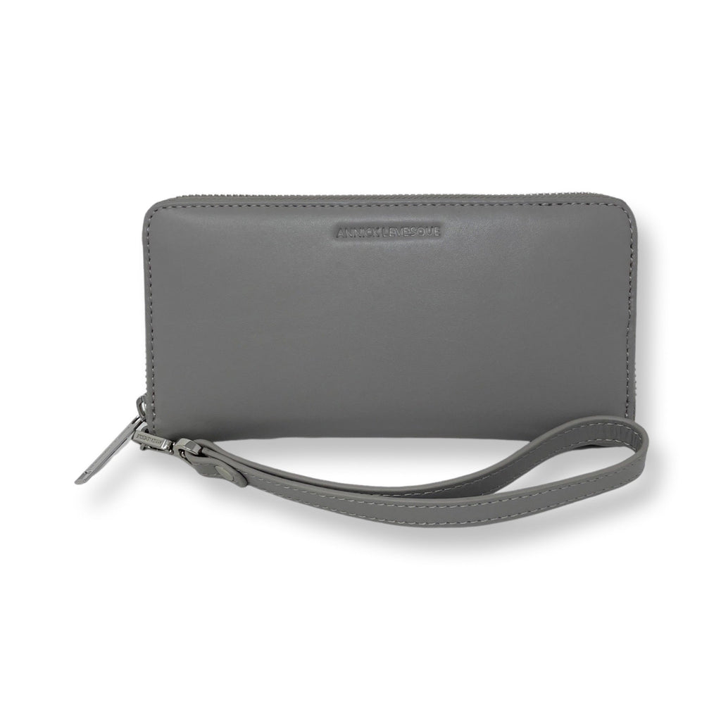 Petit Portefeuille en cuir véritable Gris, Carla