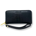 Petit Portefeuille en cuir véritable Noir Embossé Croco, Carla