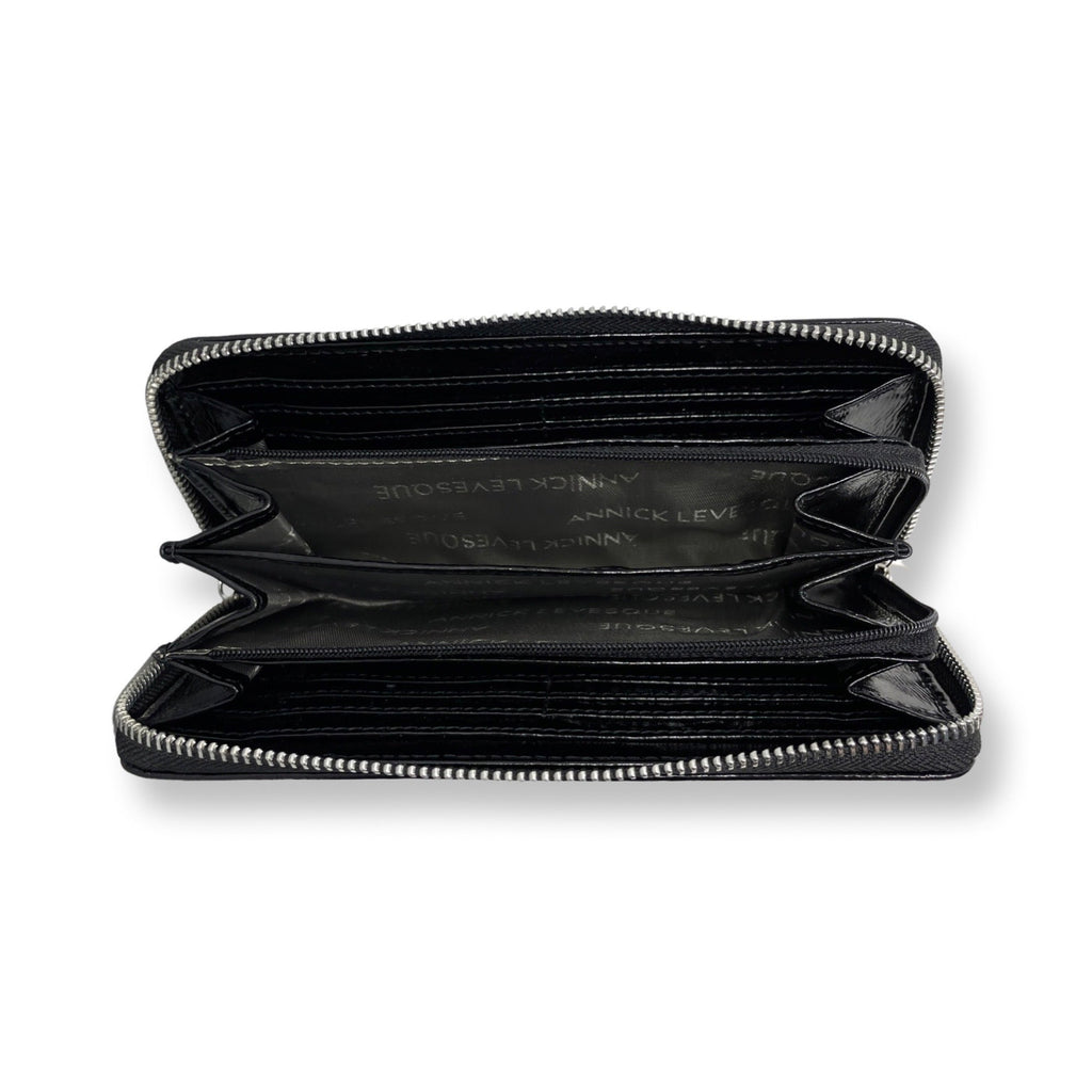 Petit Portefeuille en cuir vernis Carla, Noir