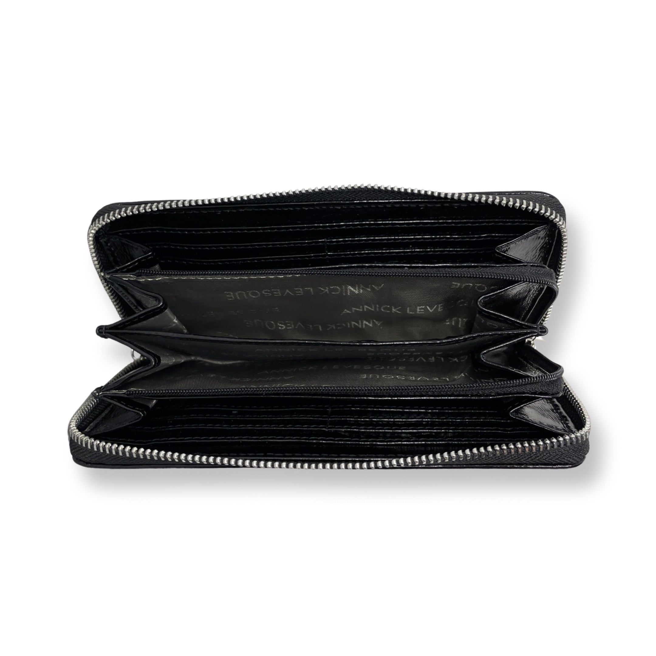 Petit Portefeuille en cuir vernis Carla, Noir