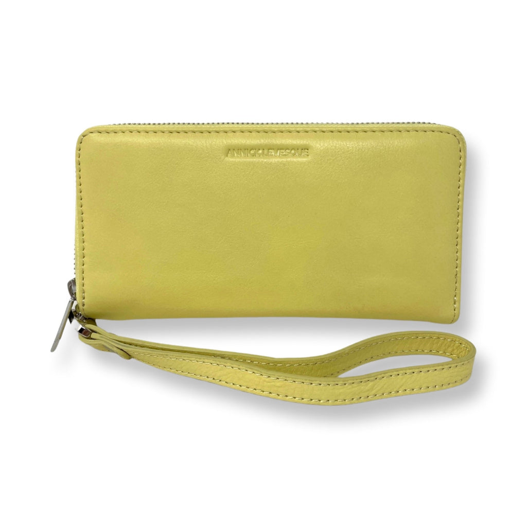 Portefeuille en cuir véritable Jaune, Carla