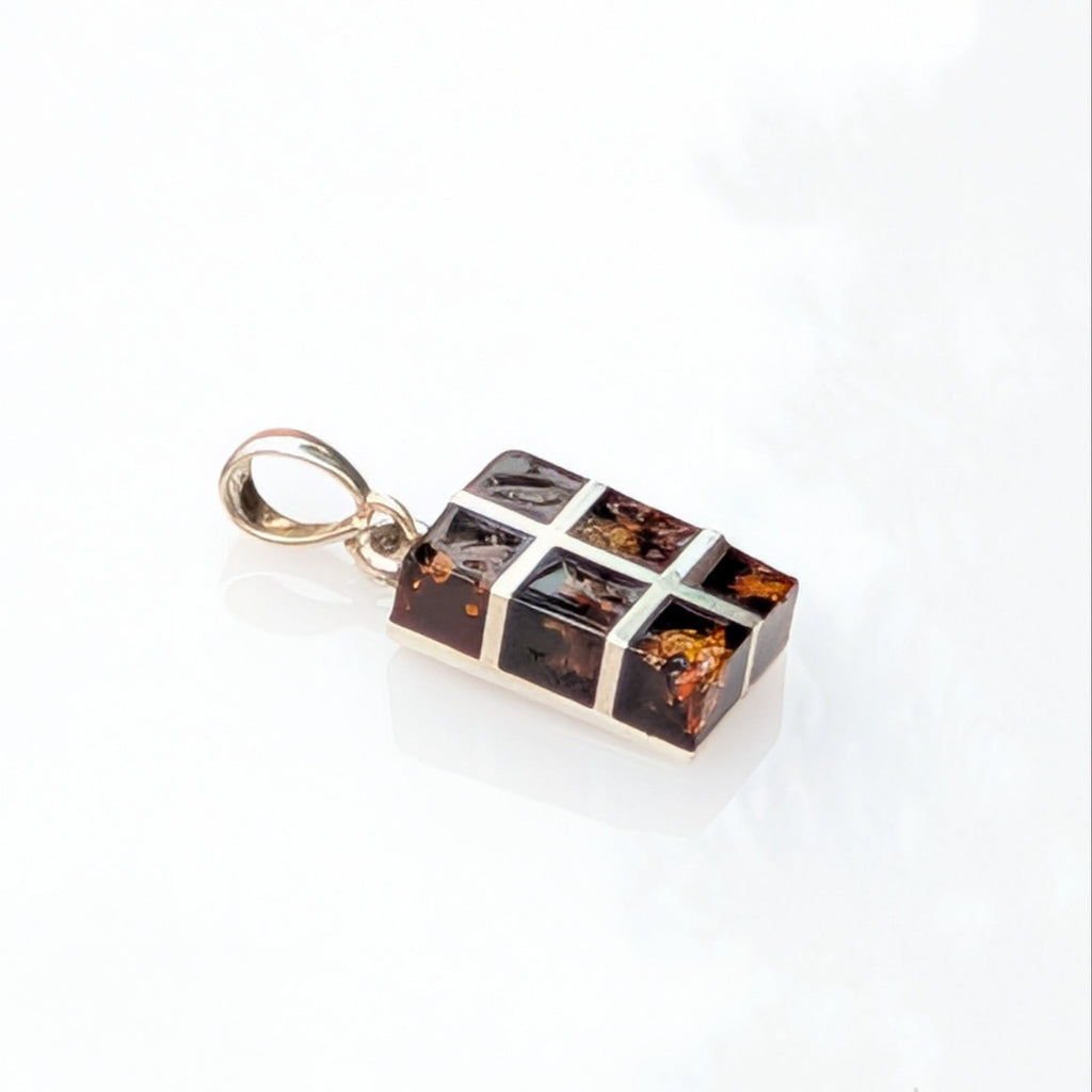 Golden Axis Pendant — Baltic Amber & Sterling Silver